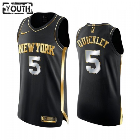 Camiseta Niños NBA New York Knicks Immanuel Quickley 5 2020-21 Negro Golden Edition Swingman